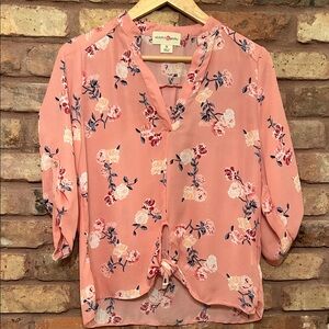 Wishful Park Coral Floral Blouse